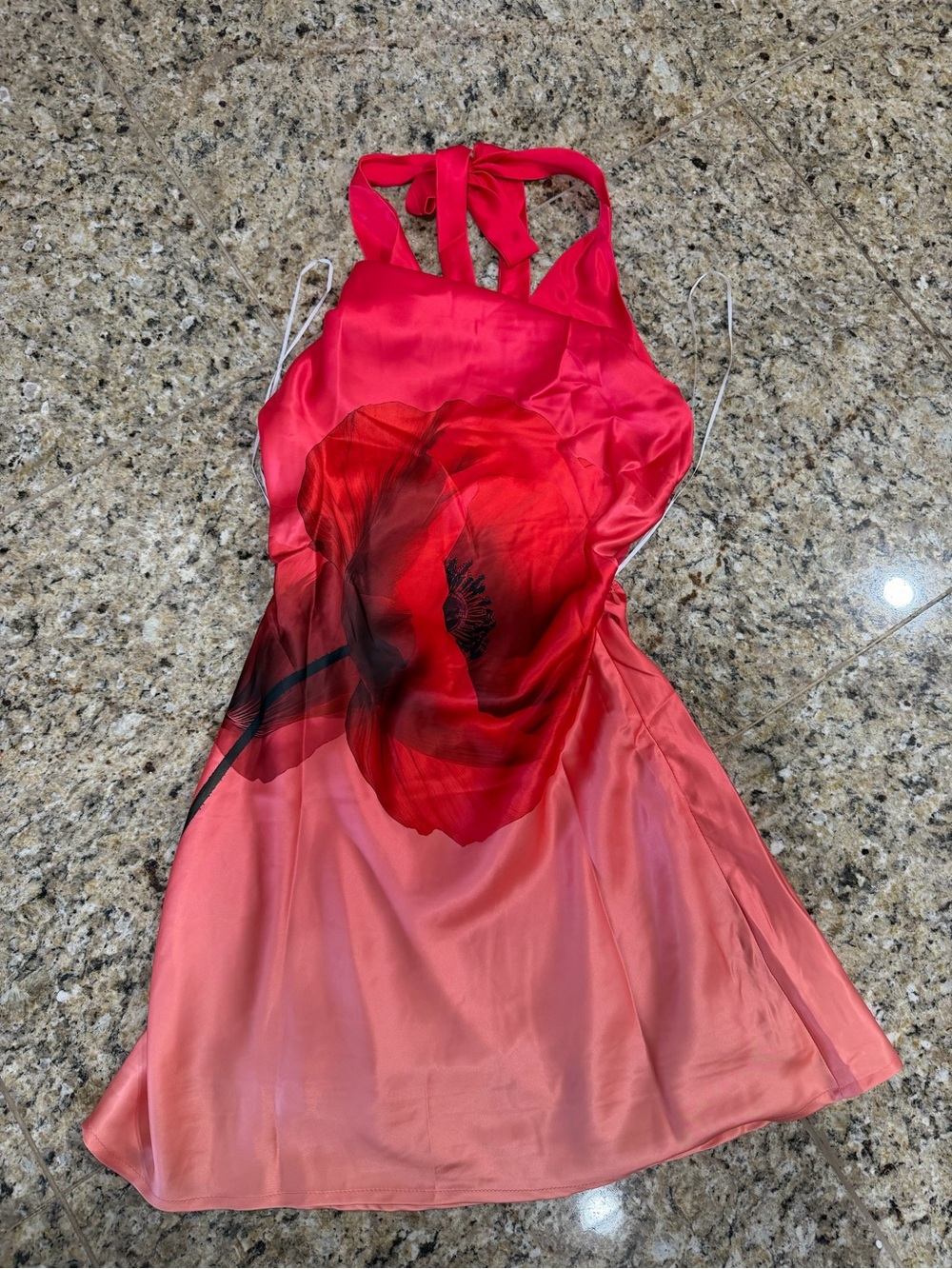Red Floral Halter Mini Dress